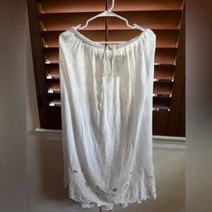White Maxi Skirt with Embroidered